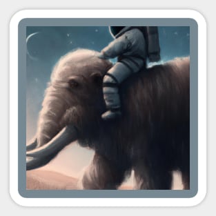 Astronaut Rides a Wooly Mammoth Sticker